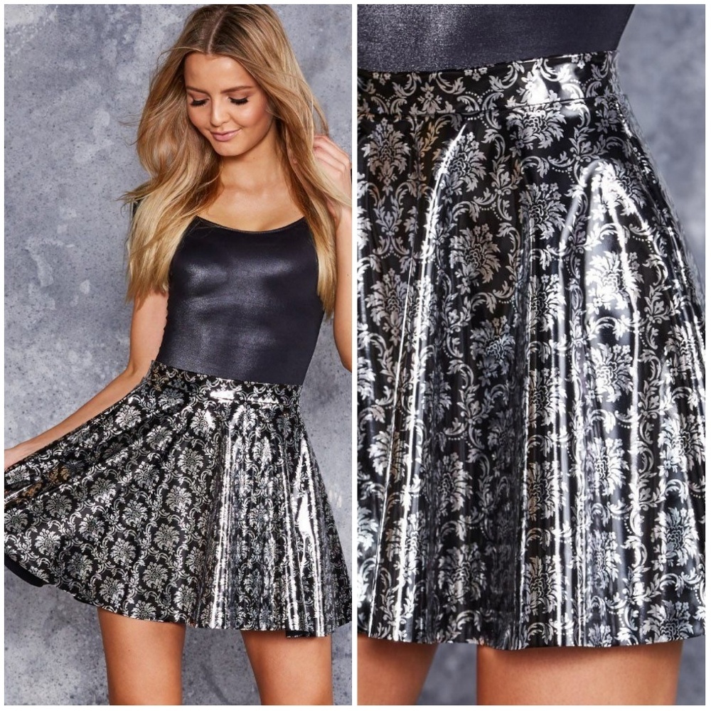 BM Wallpaper Shiny Shiny PVC Skater Skirt